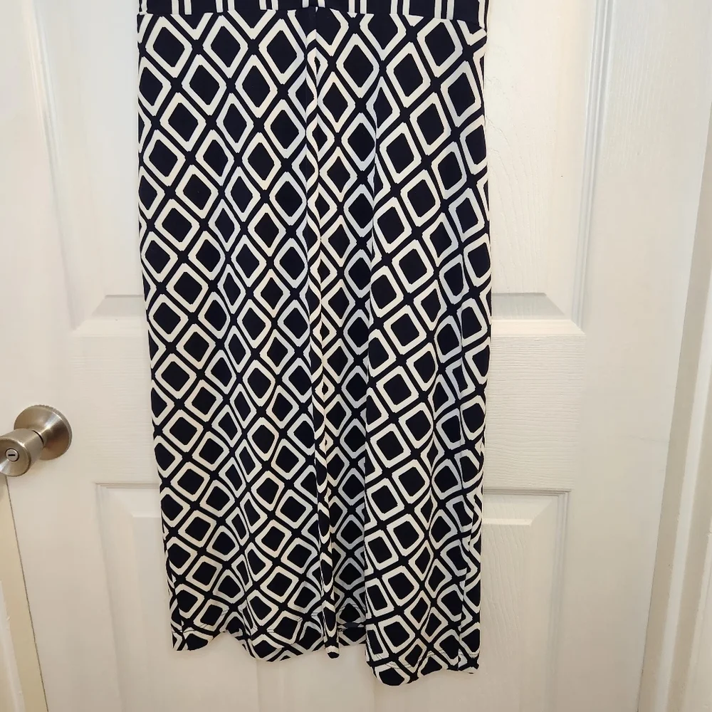 Lauren Ralph Lauren Shift Dress Sz: 8 Navy and White Geometric Dress - Picture 9 of 13